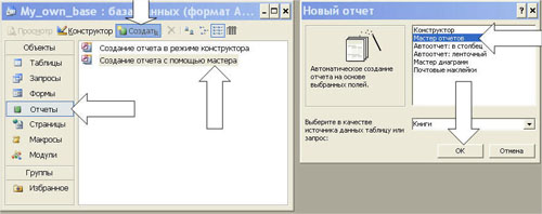 Создание нового отчета